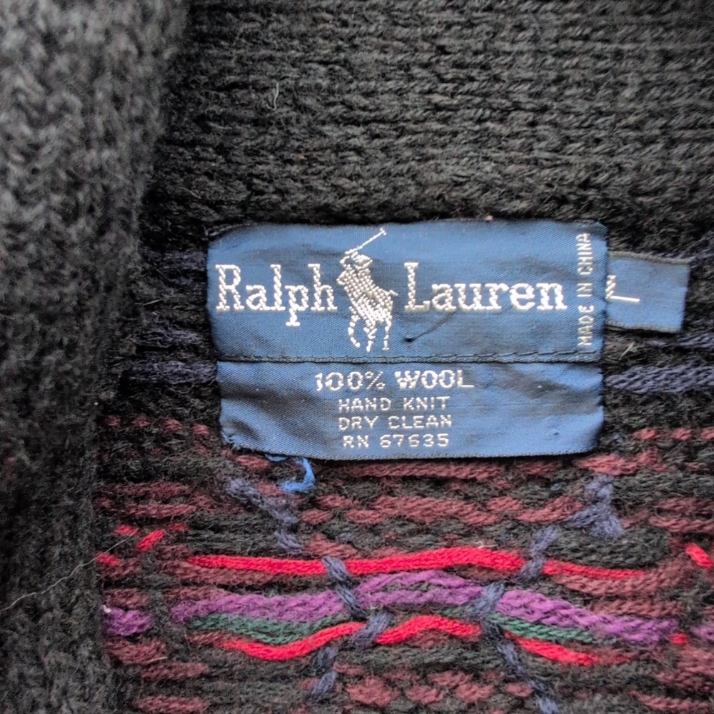 Vtg Ralph Lauren Cardigan Sweater Womens Large Wool Horse Fair Isle Esquestrian - Picture 4 of 8